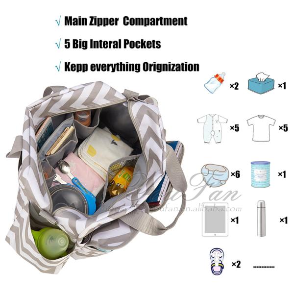 Waterproof Diaper Shoulder Bag Travel Stripe Diaper Handbag