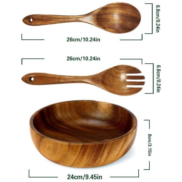 Handmade токсин высекаенный акацией деревянный салатницы свободное 9,5