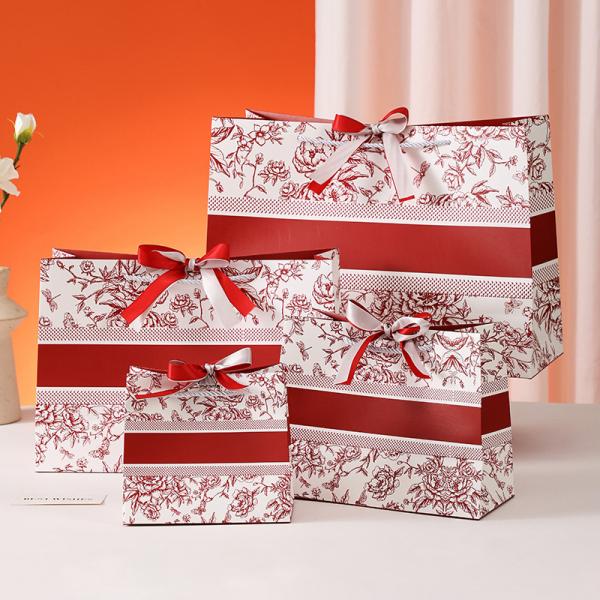 Luxury Custom Small Paper Bags with Ribbon Handle for Jewelry Boxes Wholesale Gift & Craft Packaging Lamination Printing
