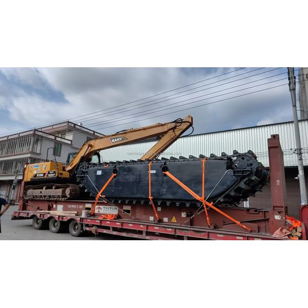 Customized Floating Pontoon Undercarriage for Amphibious Excavator Swamp Marsh Wetlands Conversion Supplier