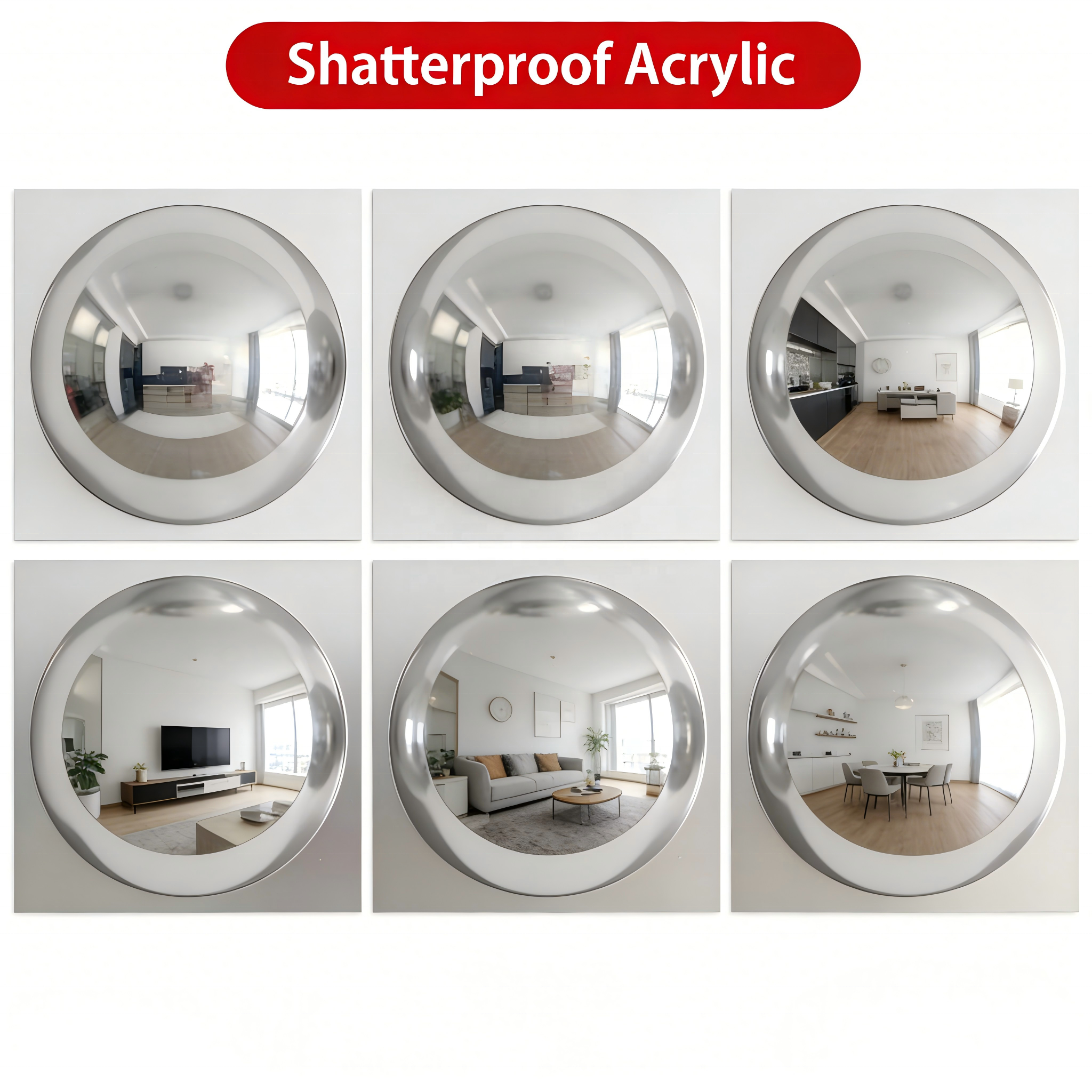 550×550mm Acrylic Convex Security Mirror 360° Full Dome Spherical PMMA