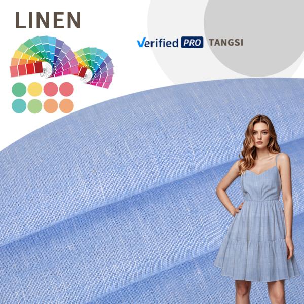 High Quality Latest Fashion Pattern Weave Soft and Breathable Yarn Dyed Woven Fabrics 100% Linen Fabric for Clothing