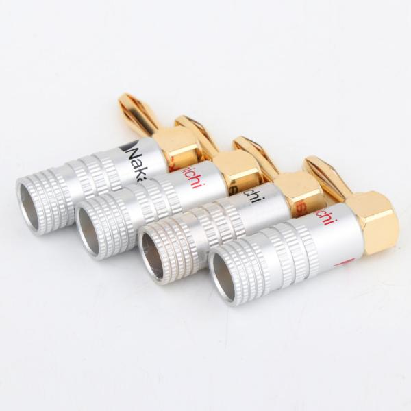 Ouro de alumínio de Shell 24K das tomadas de banana do ângulo direito 4mm Nakamichi chapeado