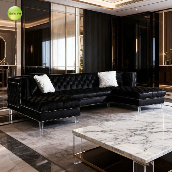 Tufted Sectional: Grand Comfort, Artful Vibe – Transform Home into a Sophisticated Design Sanctuary