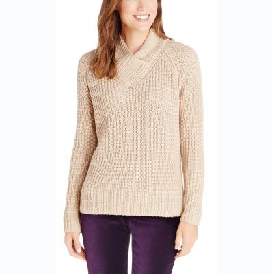 Shawl Collar Knit Pullover Sweater For Women Pure Color Casual Wear Easy To Wash