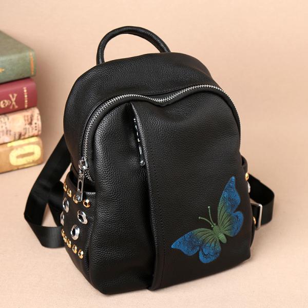 2017 New European Goods Butterflies Embroidered Fashion Handbag Dual-purpose Women Backpack