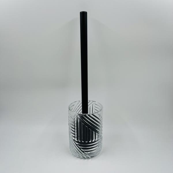 4pcs Glass Bathroom Accessories Set Clear With Round Shape Ribbed Stripe