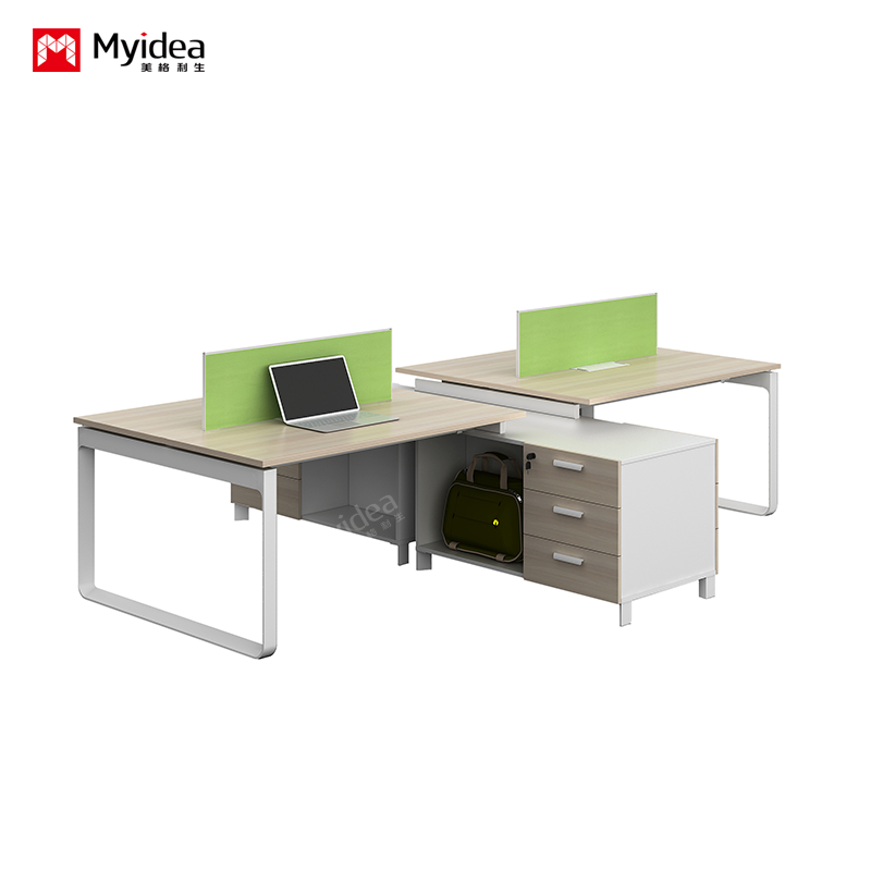 Modular Staff Workstation with Storage Side Cabinet, Heavy-Gauge Steel Legs, and Privacy Screen – A Durable, Space-Saving Solution for Corporate Team Areas.