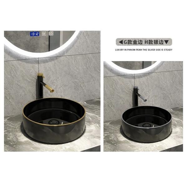 Цвет таза мытья Countertop керамический круглый керамический штейновый сияющий черный
