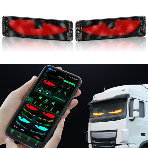 BGZM 16x32 Car LED Display Windshield Screen 12V Remote Control Devil'S Eye Animation Display