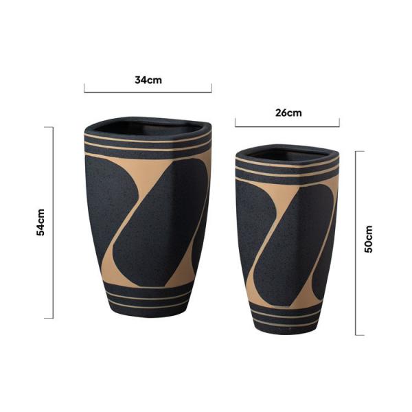 Fancy home balcony decorative planter big floor decor plant pot custom matte black ceramic flower pots