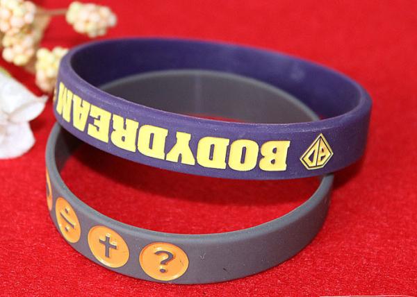 Half Transparent Rubber Wrist Bracelets 180mm Perimeter Embossed Technique