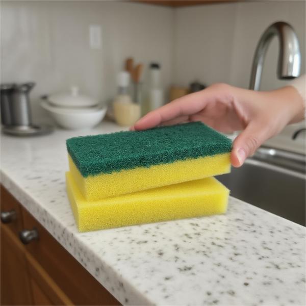 Double-Headed Green-Yellow Scrub Brush – Durable, Bristle-Soft, Stain-Removal, Eco-Friendly Melamine resin sponge