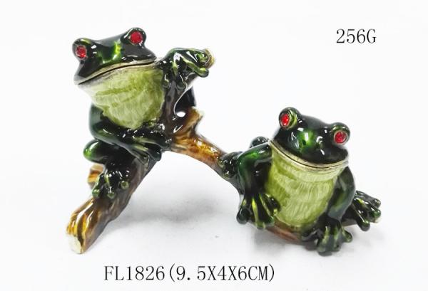 Cute frog metal rhinestone box wholesale frog jewelry boxes custom jewelry boxes