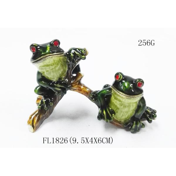 Cute frog metal rhinestone box wholesale frog jewelry boxes custom jewelry boxes