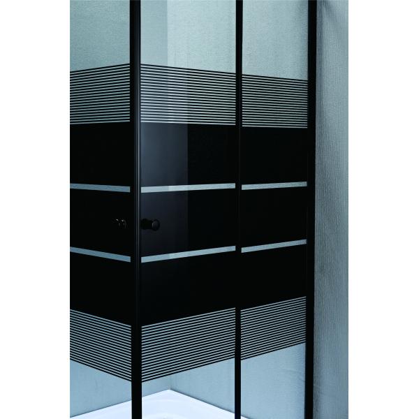 Stylish,Durable Square Shower Enclosures With Black Block Stripes Glass For Modern