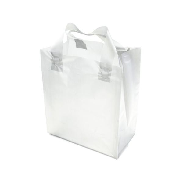 Semi-Transparent FROSTED (SMALL) Rigid Plastic Soft Loop Handle Gift / Retail Shopping Bags