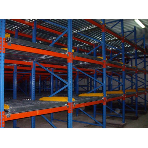 China Factory Carton Flow Gravity Through Rack Storage Racking Roller Rack Gravity Flow Roller Racking System