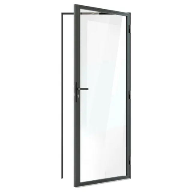Aluminum Slim Frame Custom Casement Glass Door For Interior Bathroom