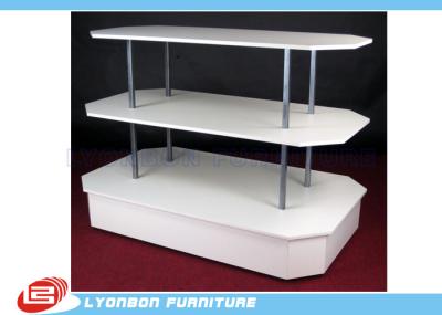 Quiosque de madeira do tubo do metal de três placas para o produto que vende a exposição do MDF