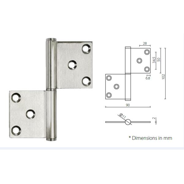 HFG403520 Mortice Door Hinge Polished Stainless Steel For Commercial Office