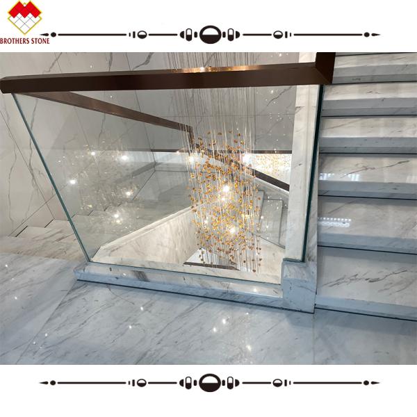 Easy Installation Luxury White Stone Volakas Marble Staircase for Hotel Decoration
