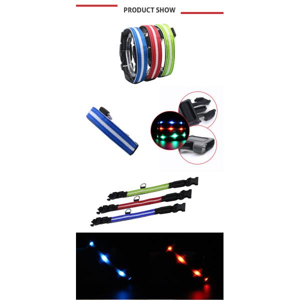 Eco - Friendly Nylon LED Dog Collar , Luminous Light Up Cat Collar