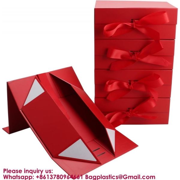 Gift Boxes With Ribbon Foldable Set Of 5 Glossy Finish Magnetic Gift Boxes For Luxury Presentations And Groomsmen Proposal Foldable Magnetic Box CARDBOARD BOX PAPER BOX