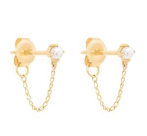 925 Sterling Silver Chain Drop Pearl Earrings Brancos de Água Fresca Pearl