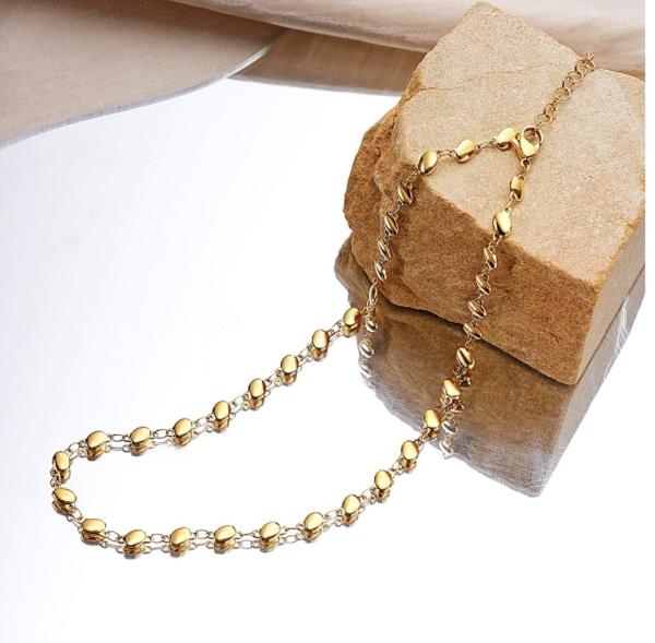 many round fringed shell cross chocker necklace K Gold Stainless Steel Necklace