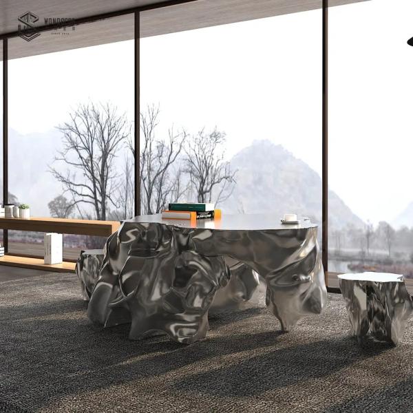 Абстрактная современная роскошная мебель 1,2 м из нержавеющей стали Тайху каменная таблица