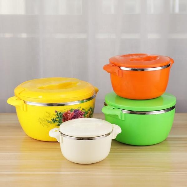 Plastic Handle Stainless Steel Fresh Hot Pot Eco 4pcs Lunch Box Set for School
