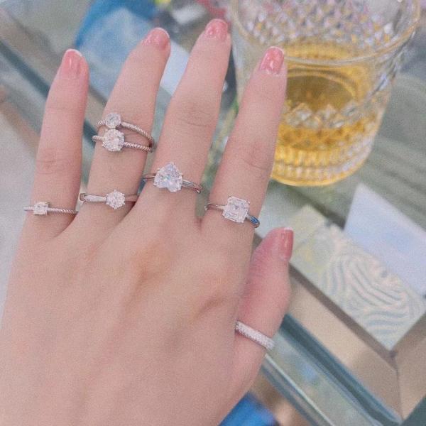 Sparkling Round Clear 925 Sterling Silver Cubic Zirconia Band Ring CZ for Engagement
