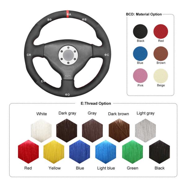 Hand Stitching Black Soft Suede Steering Wheel Cover for Mitsubishi Lancer Evolution EVO 4 5 6 1998 1999 2000 IV V VI