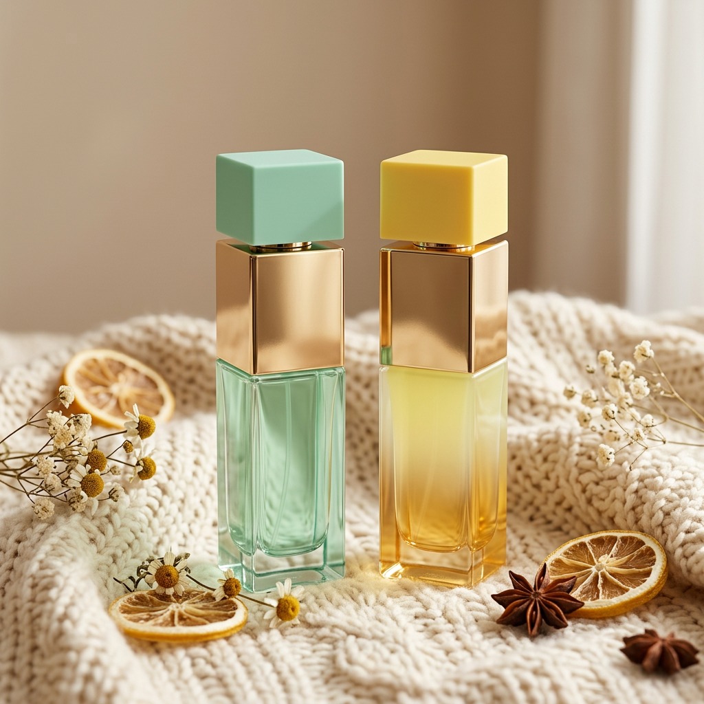 30ml Rectangle Glass Perfume Bottles Crimp Neck Plastic Square Cap for Perfume