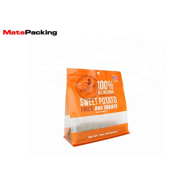 Flat Bottom Pet Food Packaging Bags Zipper Top Clear Window Customized Logo For Pet