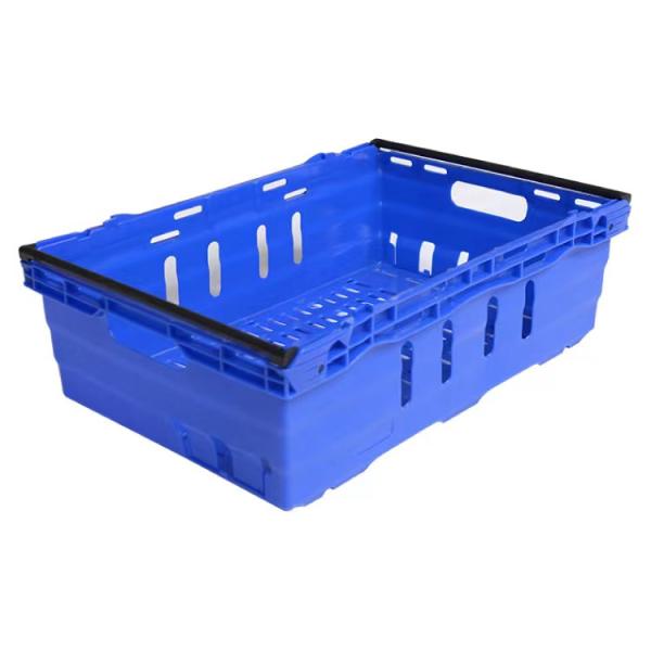 Plastic Customized Mesh Solid Box Crate Basket with Vented Sides Iron Handle Multi-color Options for Harvest Agriculture Fruits