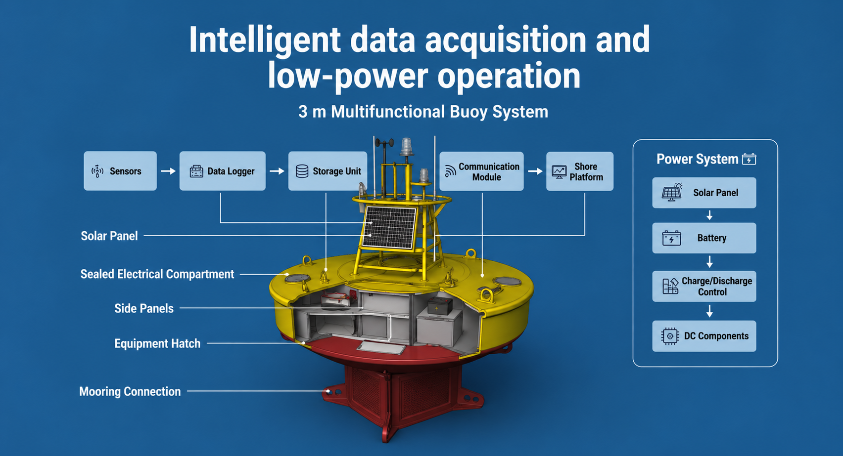 3m to 10m Multifunctional Smart Data Buoy System for Real-Time Ocean Observation