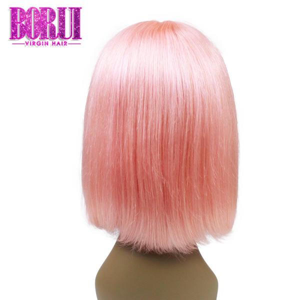 Parte dianteira colorida curto brasileira do laço do rosa da densidade das perucas 180% de Bob do cabelo humano