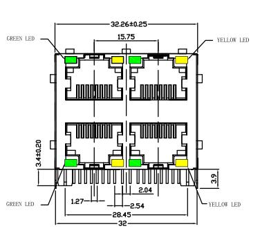 2041376-2 2кс2 Мульти-порт РДЖ45 Джек с экраном с СИД ЛПДЖЭ107-5АХНЛ