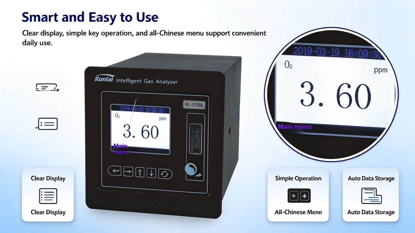 Metal Portable Trace Oxygen O2 Gas Analyzer Digital LCD Display For Meter Detector