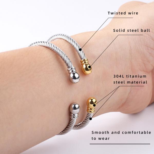 Fashion titanium steel bracelet female hand accessories twisted C-shaped bracelet plated 18k gold  gift accessories