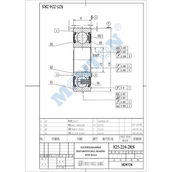 825-224-2RS Sealed Ceramic Ball Deep Groove Ball Bearings Fanuc Servo Motor Bearings