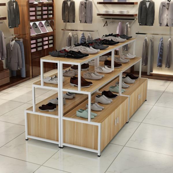 Delicate Shoe Store Display Shelves / Commercial Shoe Display Rack With Cabinet