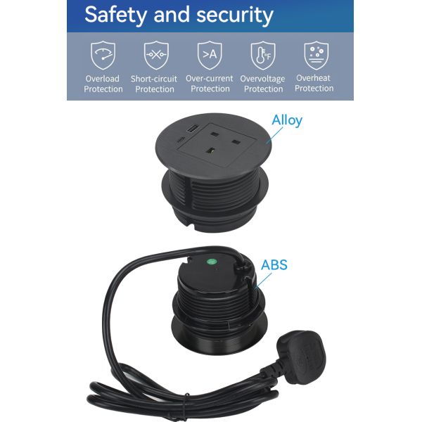 ODM Recessed Usb Desk Power Grommet Outlets 80mm Wear Resistant