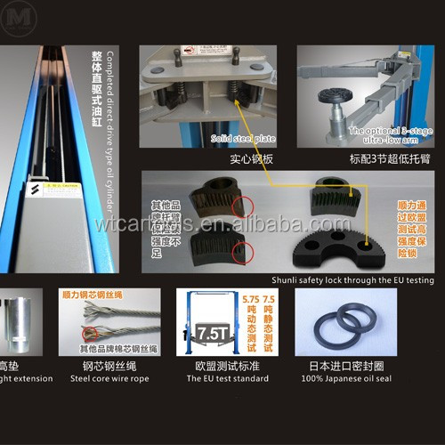 5000KGS 380v 2 Post Car Hoist Double Cylinder Hydraulic For SUV Minibus