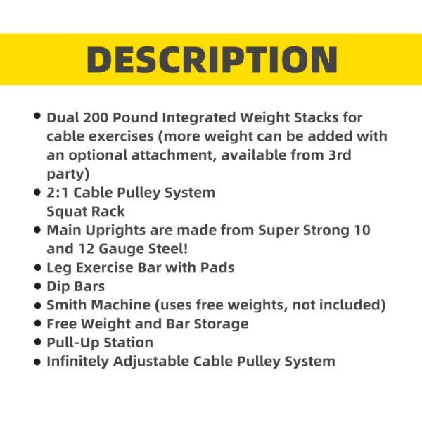 Custom Design Silver Grey Metal All in One Trainer Smith Machine for Home Workouts