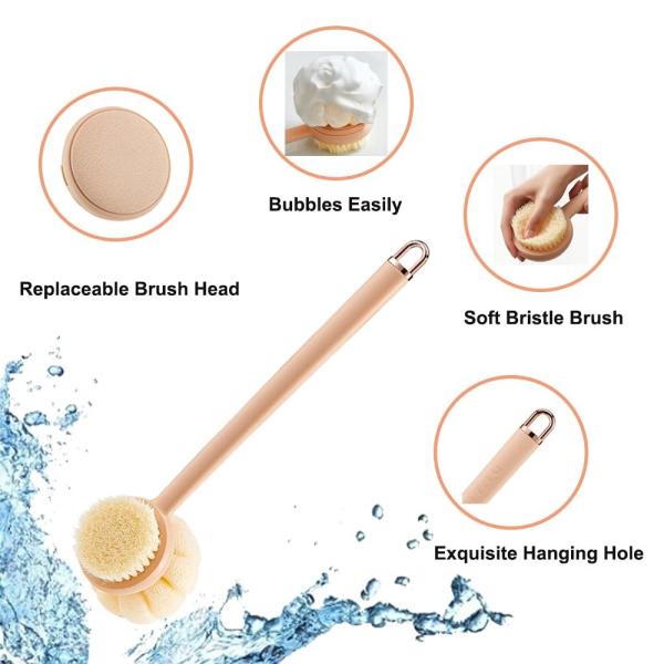 Long Handle Interchangeable Heads Multifunctional Cleaning Body Back Bath Brush