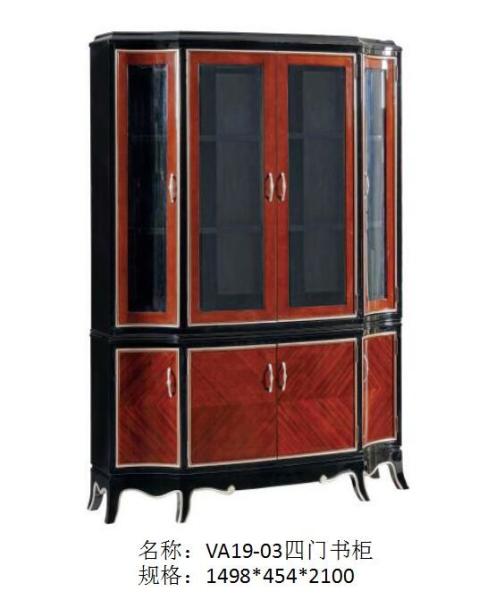 Luxury Home office Furniture set Ebony wood Bookcase cabients and Reading desk in glossy painting with Writing chairs