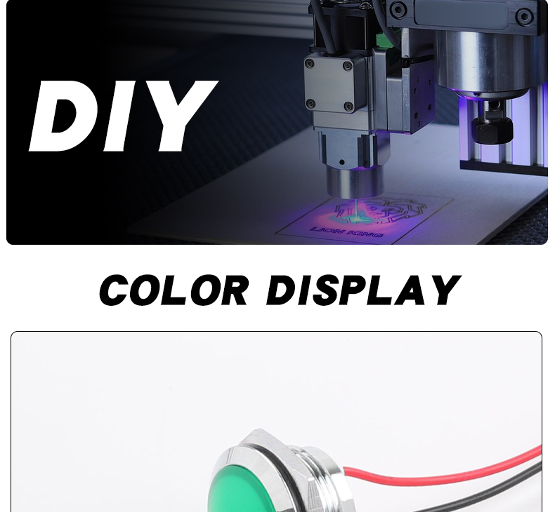 19mm LED Metal Indicator Light Ball Head Short Type Wire High-brightness Power Signal Light IP66 Waterproof 50000 Hours Lifespan